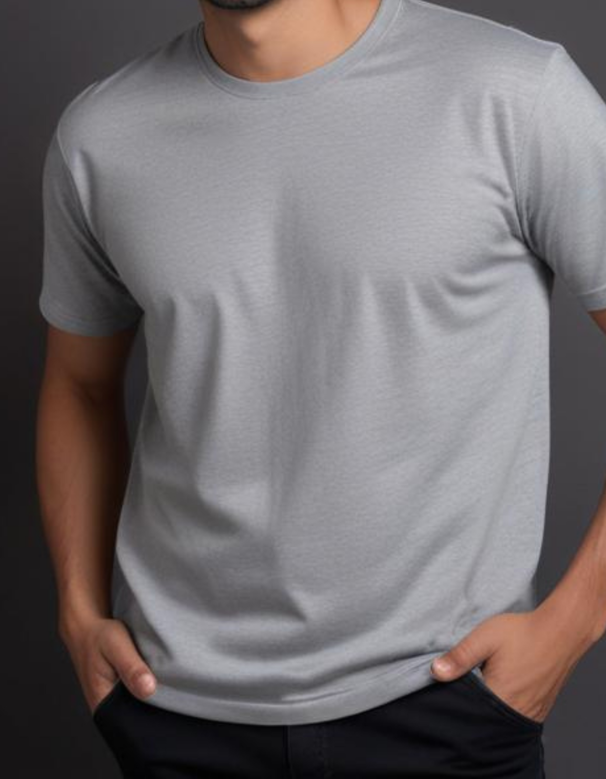 Grey Melange Plain T-Shirts for Men Online