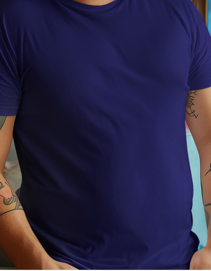 Navy Blue Plus Size Plain T-Shirts for Men