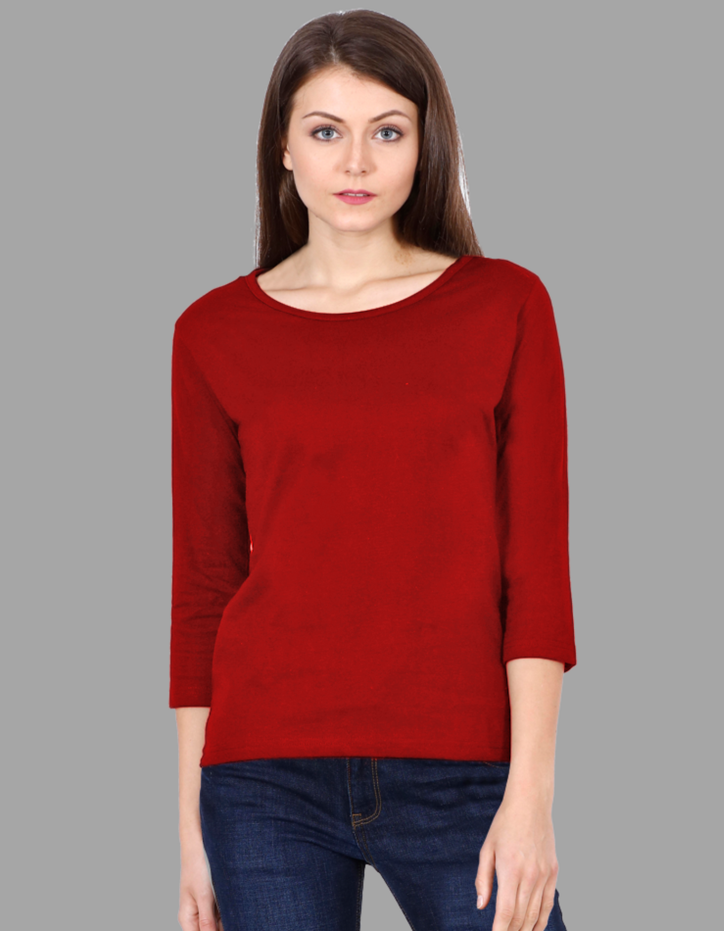 Red 3/4th Sleeve T-Shirt for Women