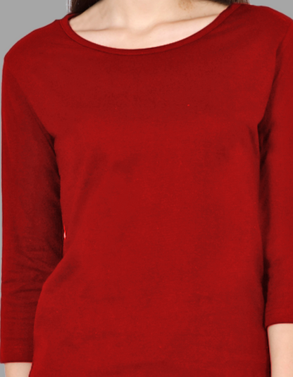 Red 3/4th Sleeve T-Shirt for Women