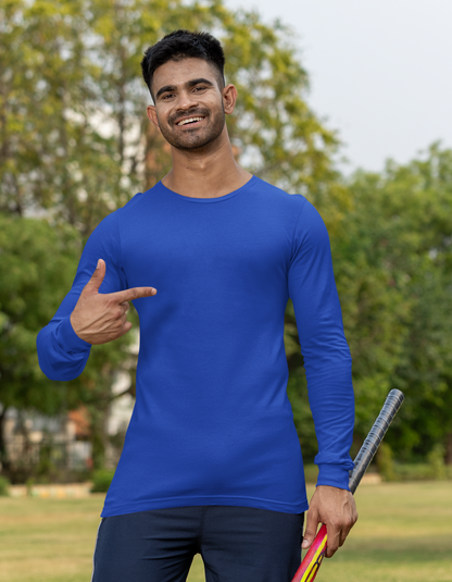 Navy Blue Full-Sleeve T-Shirt for Men