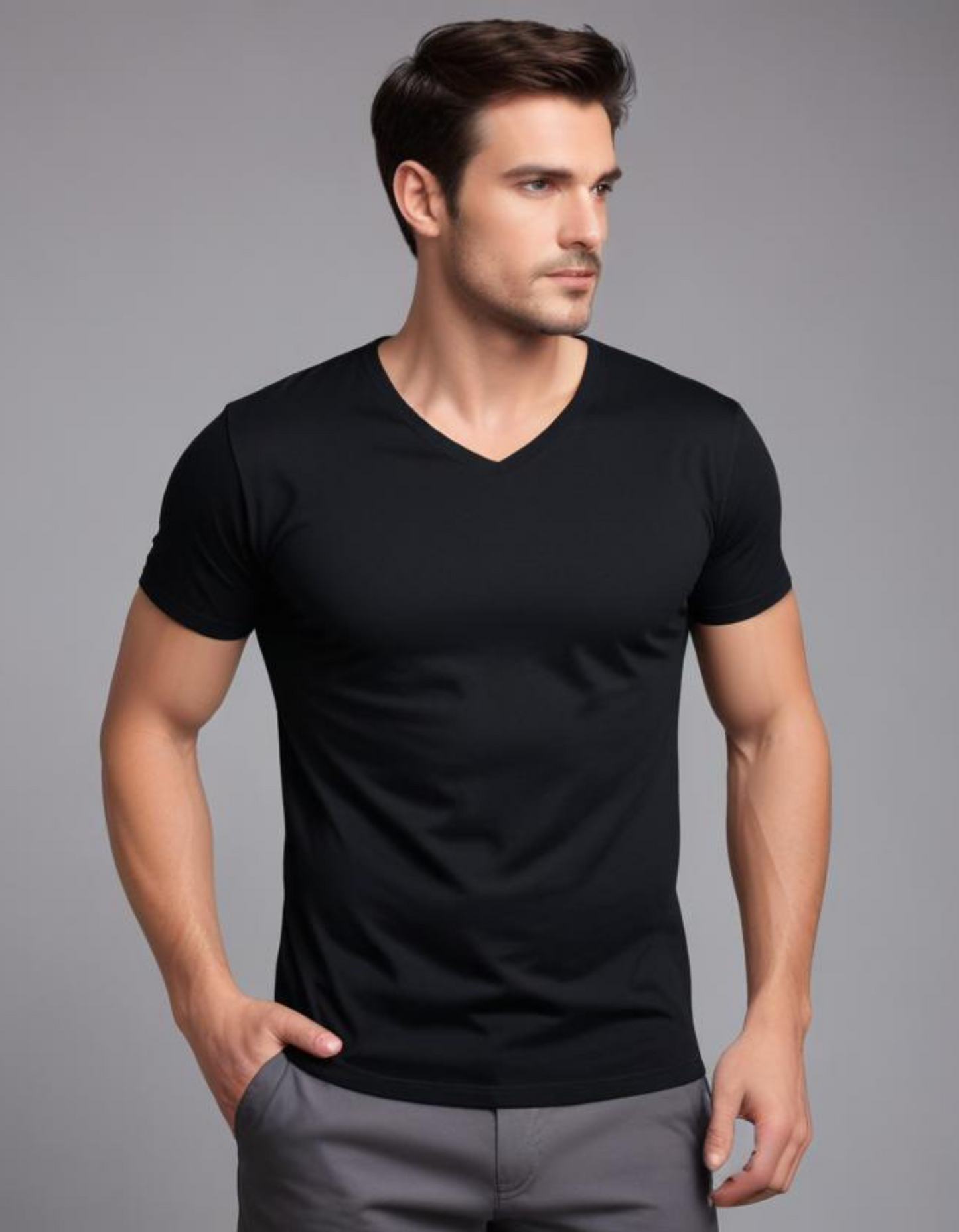 Black V Neck T-Shirts for Men