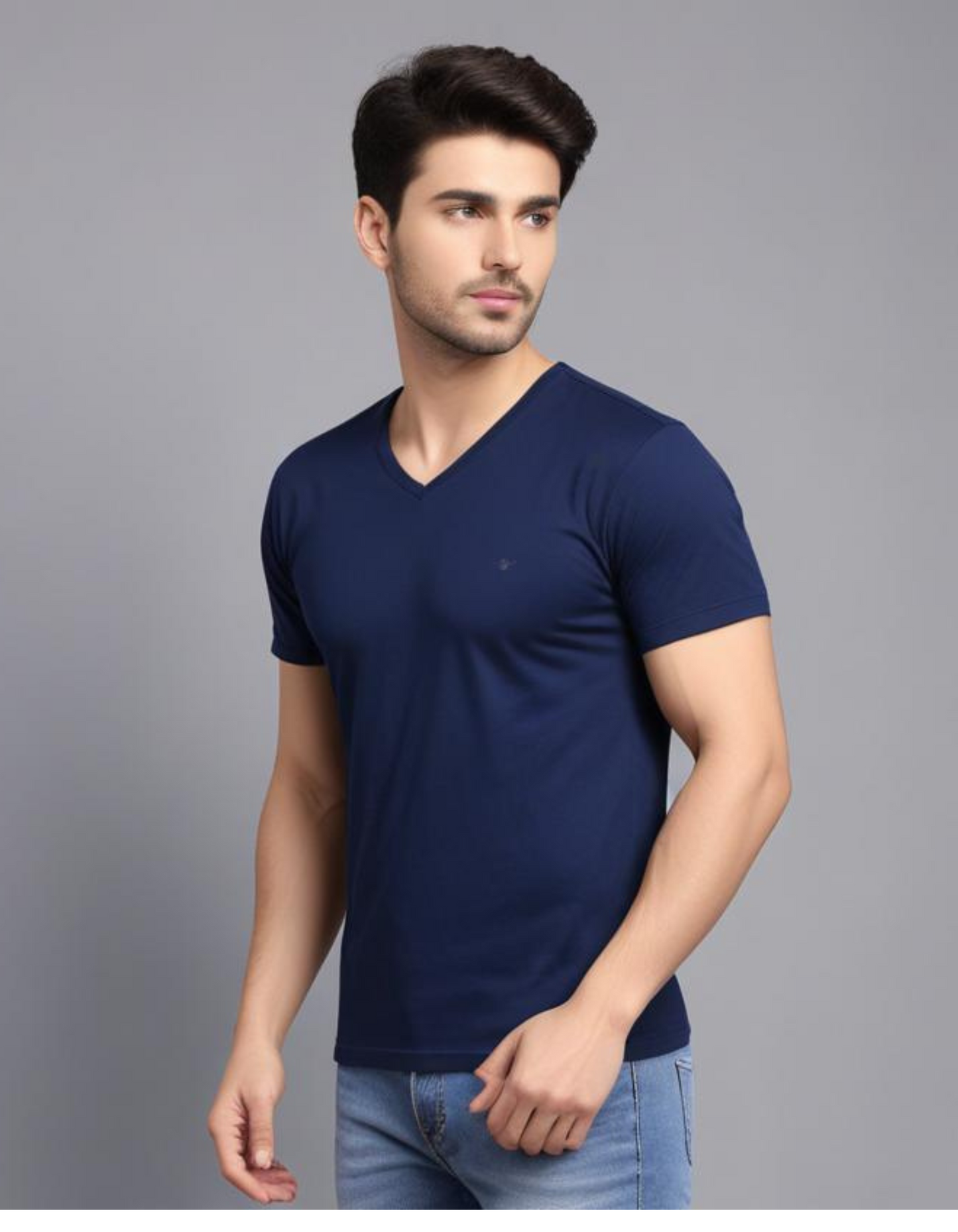 Navy Blue V Neck T-Shirts for Men