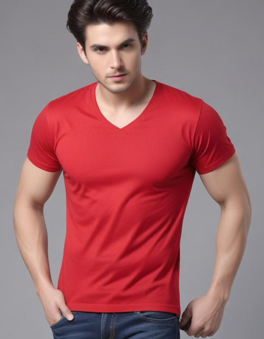 Red V Neck T-Shirts for Men