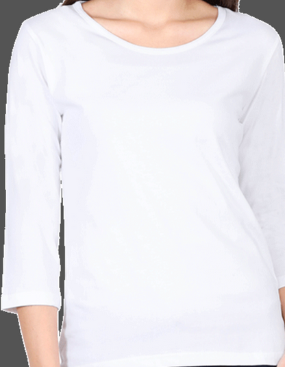 White 3/4th Sleeve T-Shirt For Women