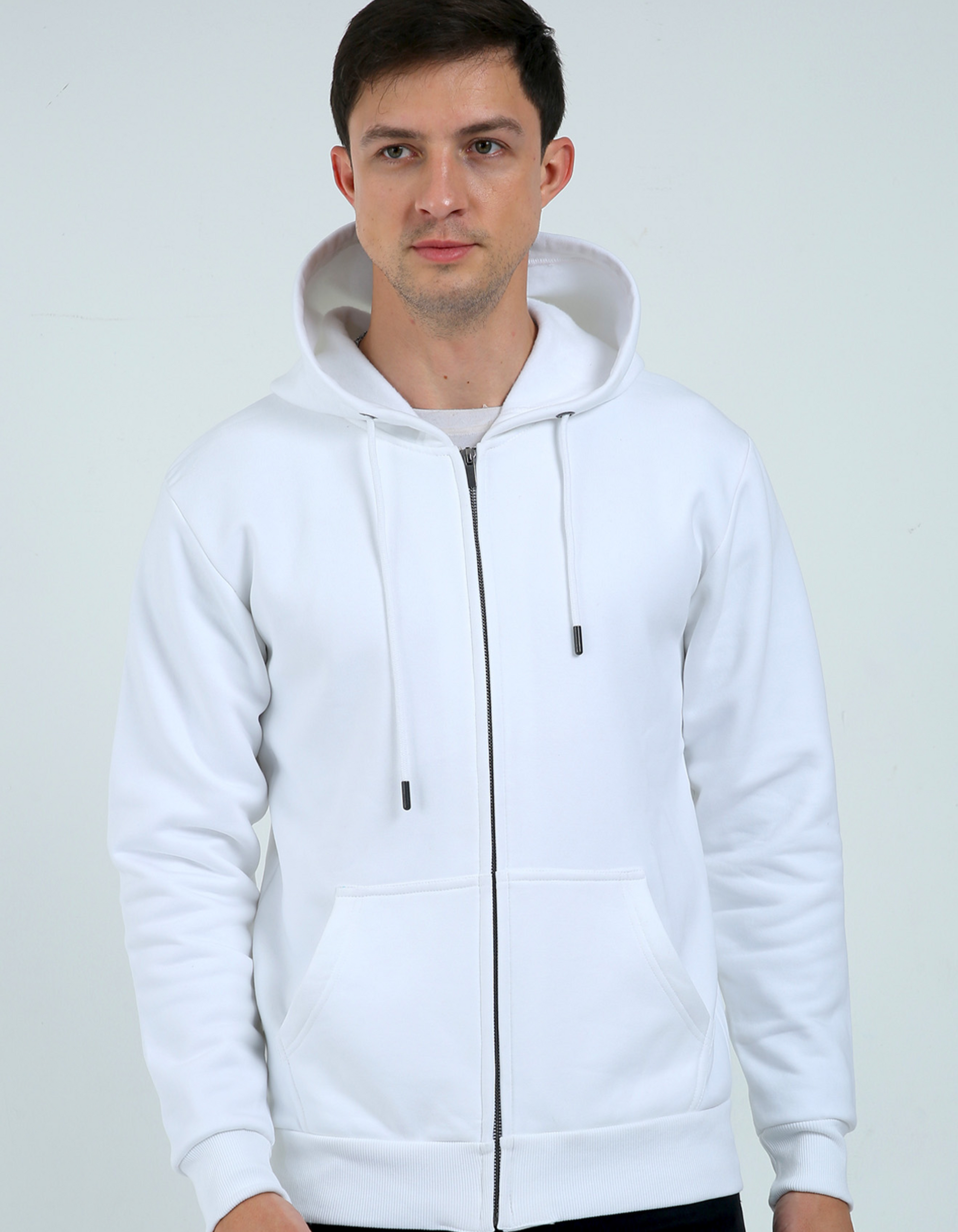 White Zipper Hoodie for Men