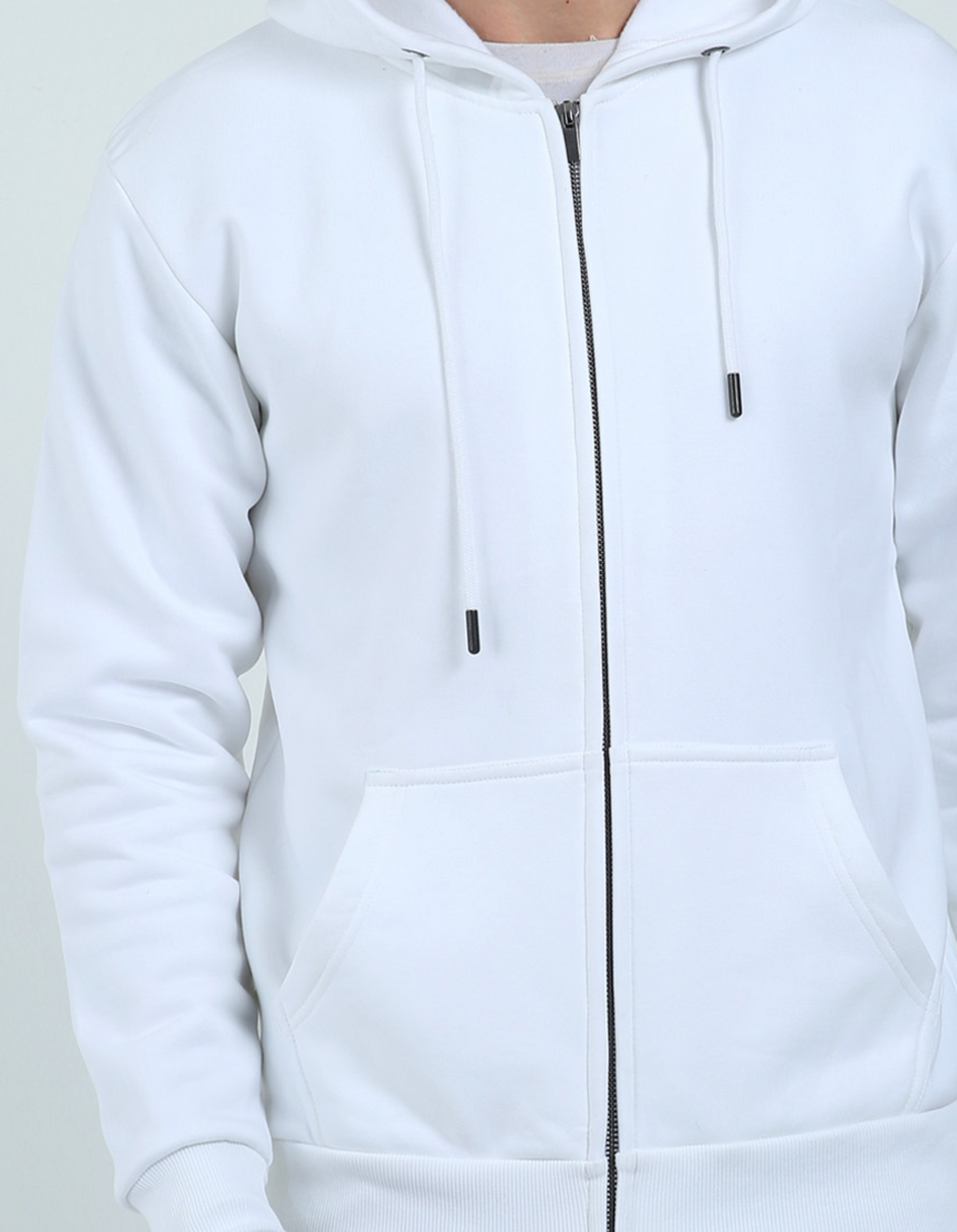 White Zipper Hoodie for Men