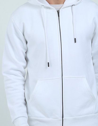 White Zipper Hoodie for Men