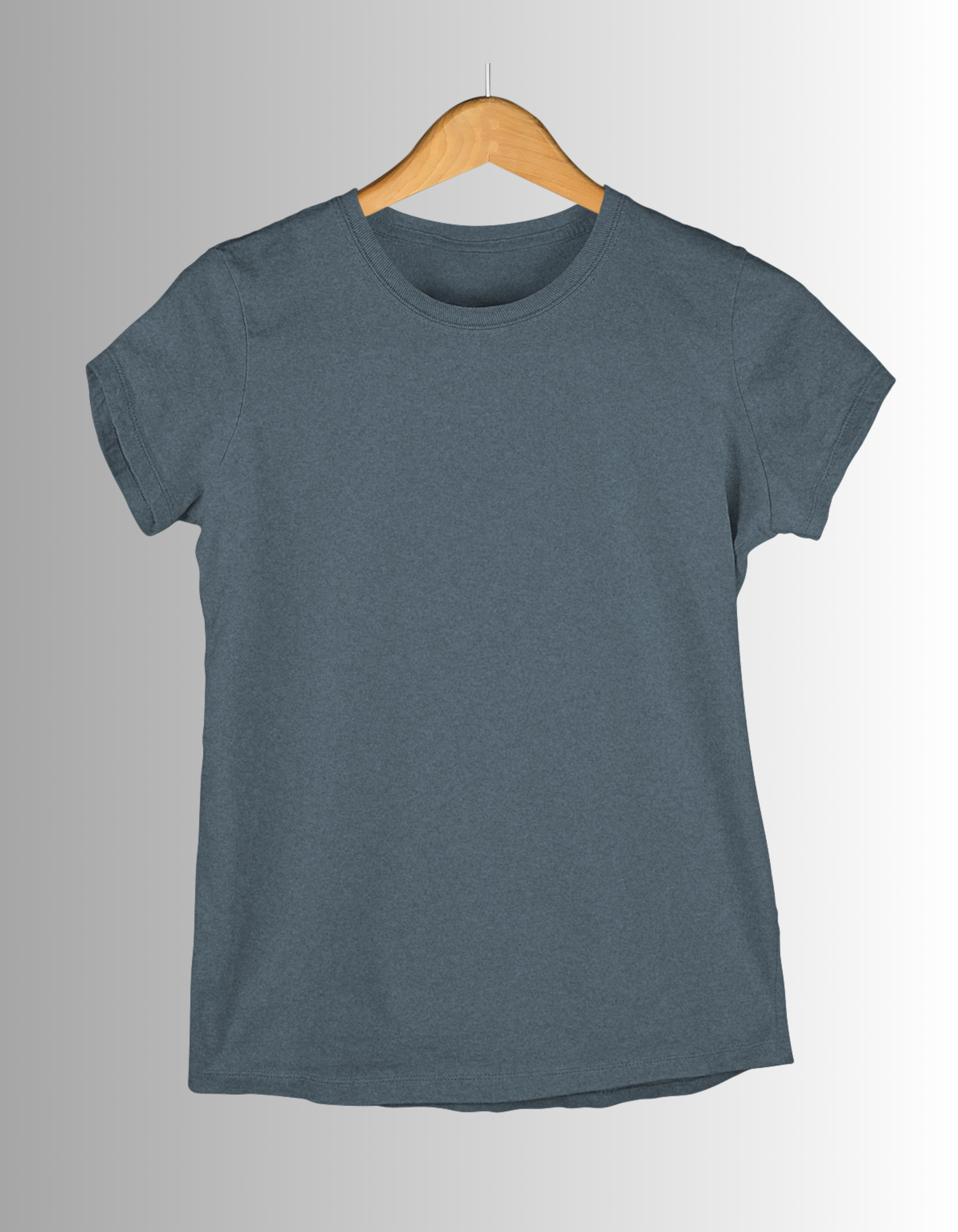 Charcoal Melange Plain T-Shirt for Women