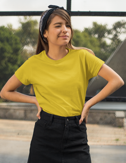 Mustard Yellow Plain T-Shirt for Women