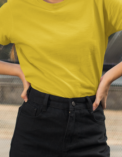 Mustard Yellow Plain T-Shirt for Women