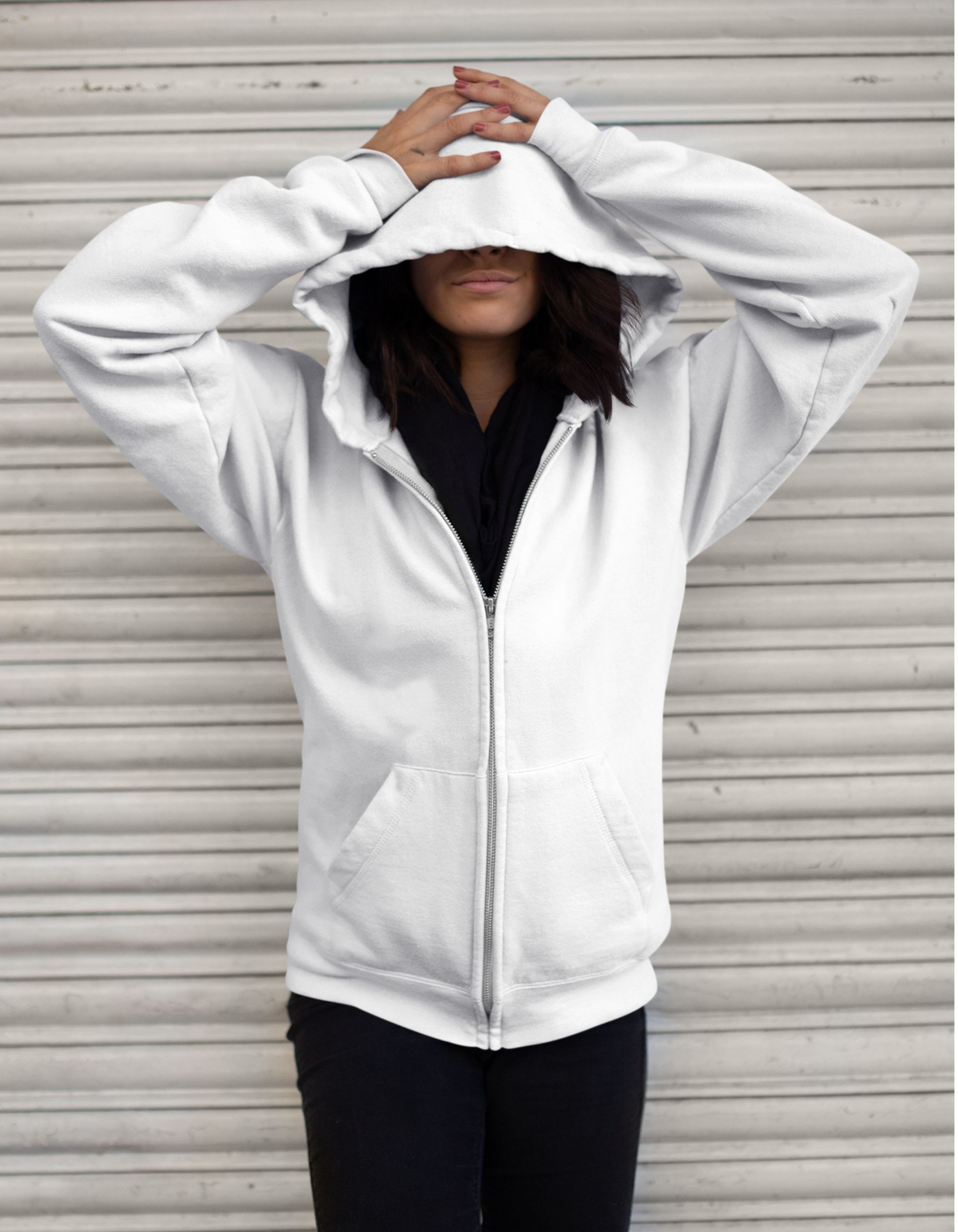 White Zipper Hoodie for Women