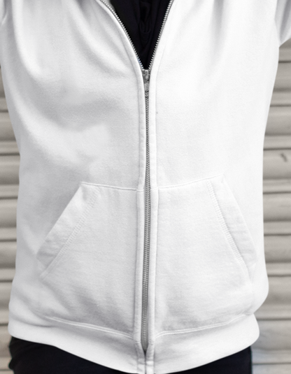 White Zipper Hoodie for Women